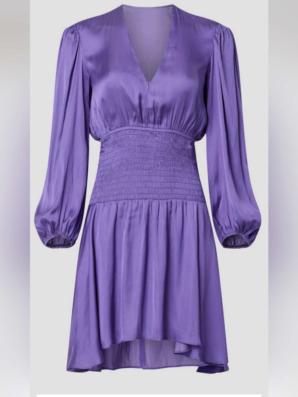 Maje Lavender V-Neck Smocked Reloua dress